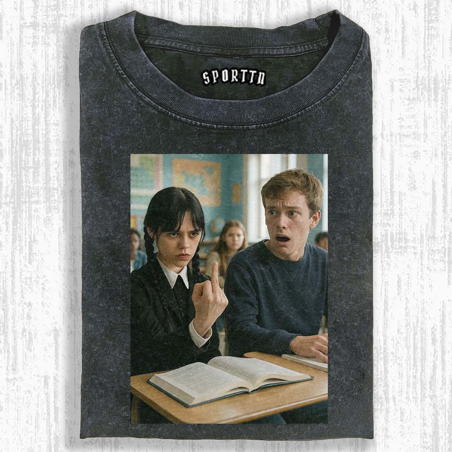"WEDNESDAY S2 ADDAMS" THEMED V7 T-SHIRT-LASPORTN
