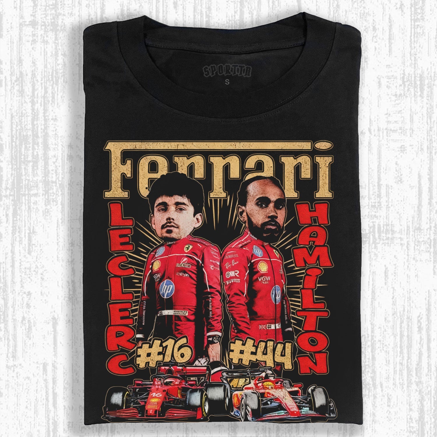 CHARLES LECLERC & LEWIS HAMILTON TEE-LASPORTN