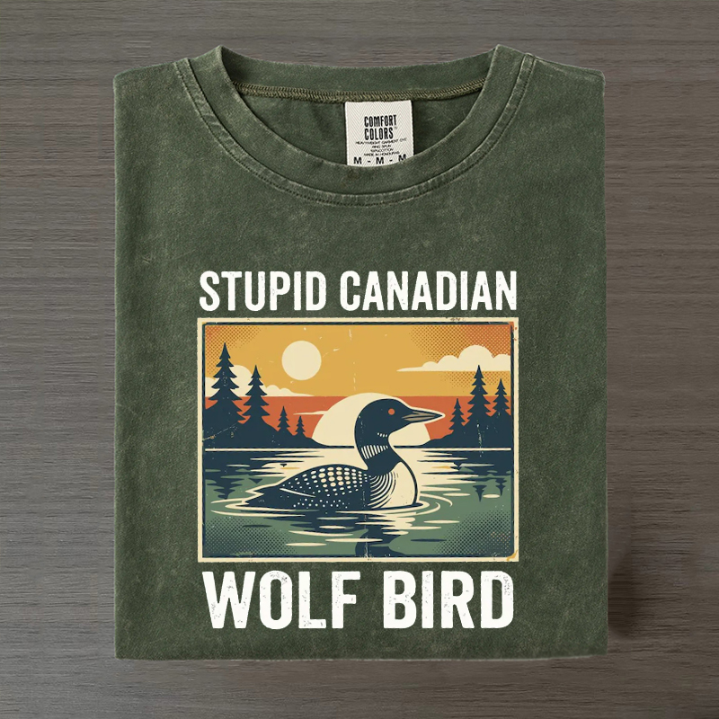 Stupid Canadian Wolf Bird Hockey Romance LGBT Hockey Fan T-shirt-LASPORTN