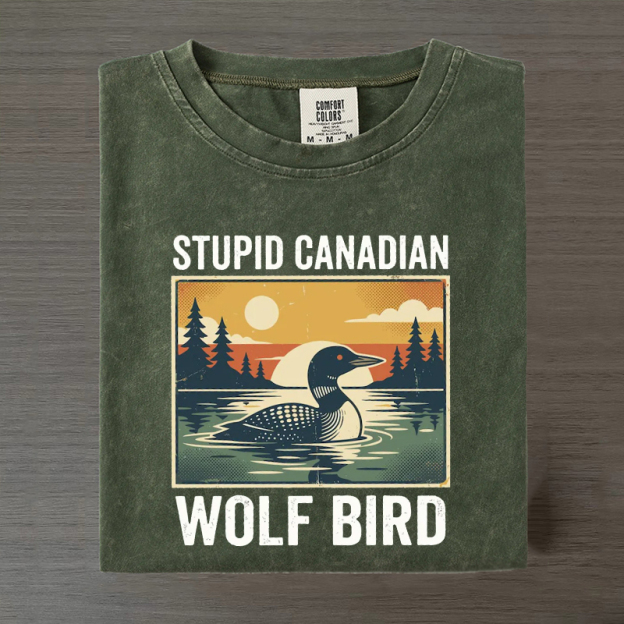 Stupid Canadian Wolf Bird Hockey Romance LGBT Hockey Fan T-shirt-LASPORTN