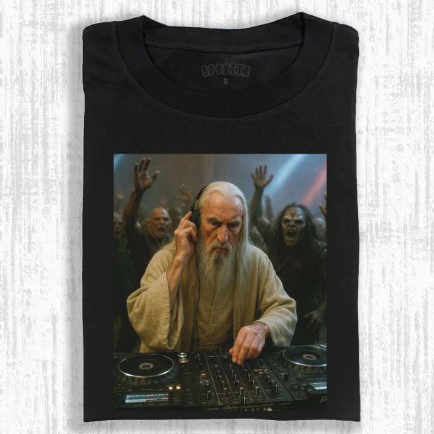 THE LORD OF THE RINGS GANDALF'S EDM DJ PARTY MOMENT TEE -LASPORTN