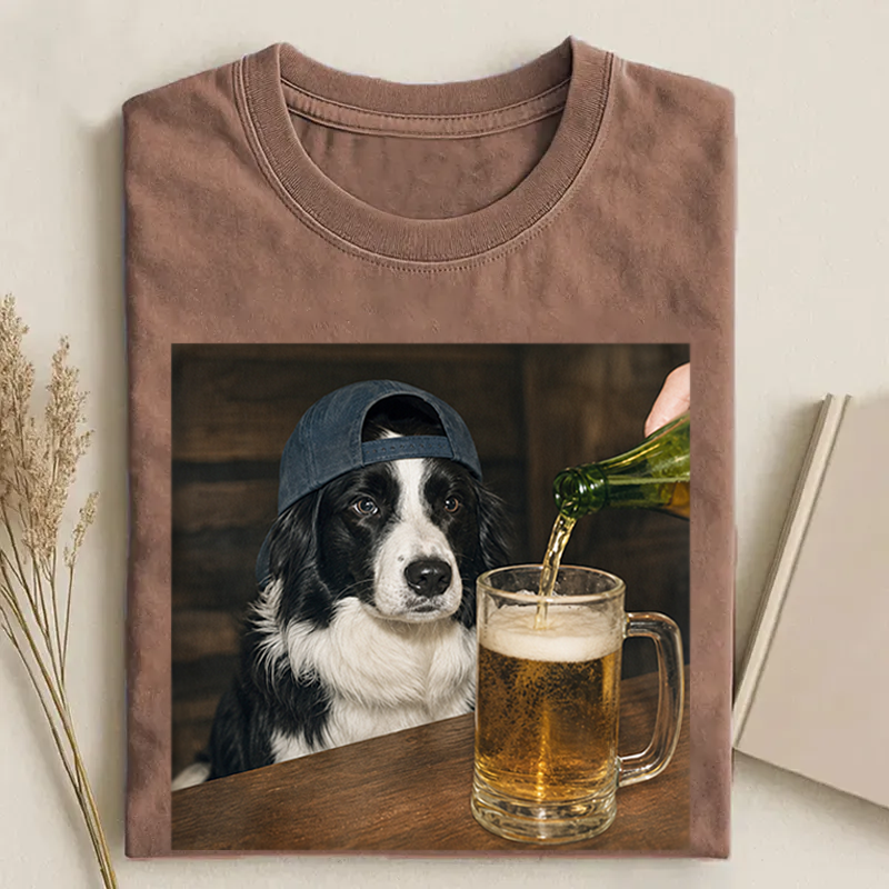 Border Collie Drinking Beer T-shirt