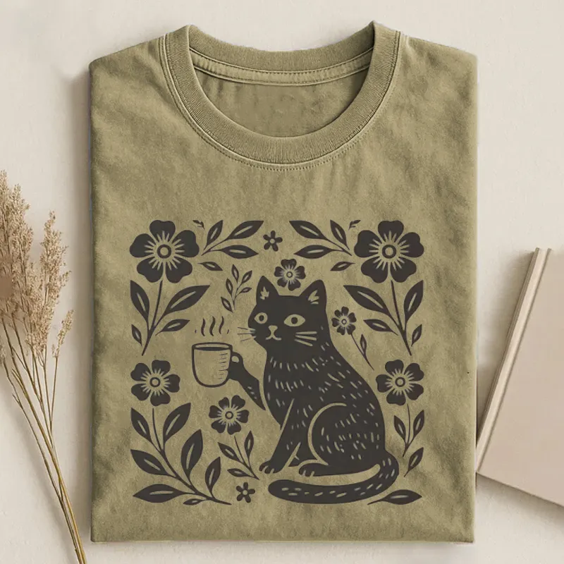 Boho Cat Coffee Lover T-shirt
