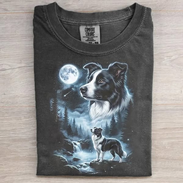 Border Collie Howling to the Moon T-shirt