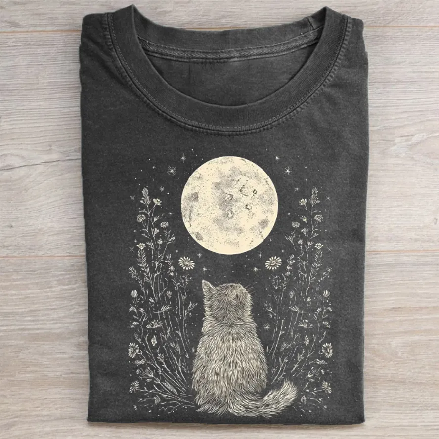 Celestial Cat Moon T-shirt