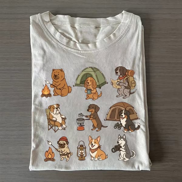 Cute Dog Camping T-shirt