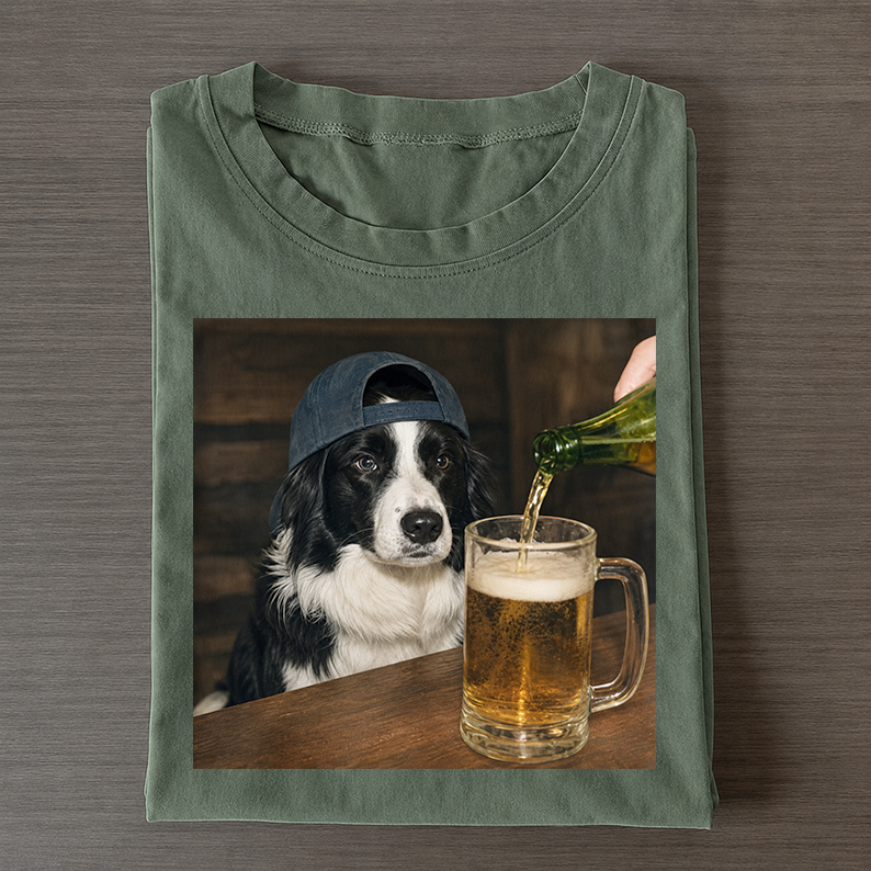 Border Collie Drinking Beer T-shirt