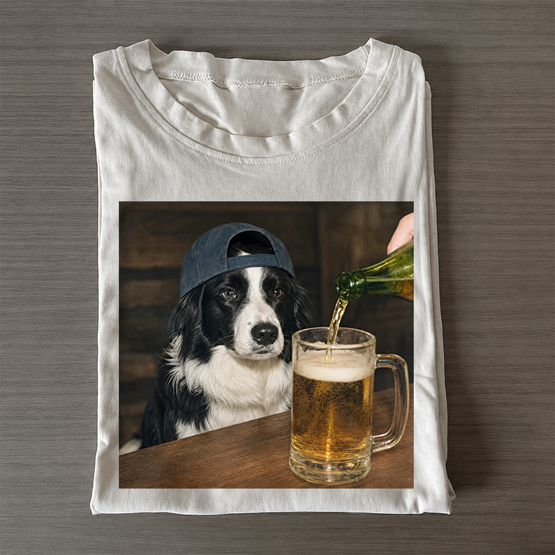 Border Collie Drinking Beer T-shirt