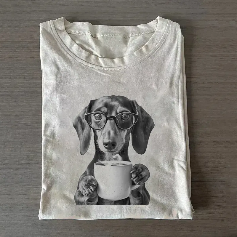 Dachshund Drinking Coffee T-shirt