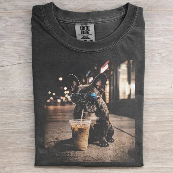French Bulldog Iced Coffee T-shirt