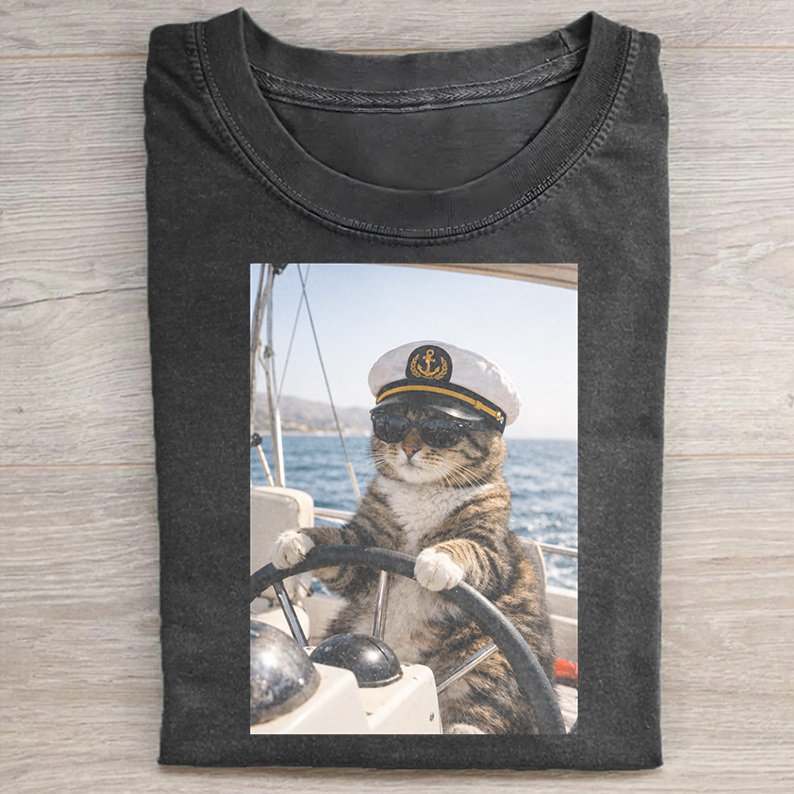 Funny Cats Sailing Graphic T-shirt