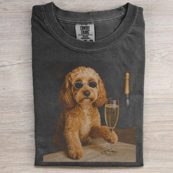 Funny Cavapoo Drinking Champagne T-shirt