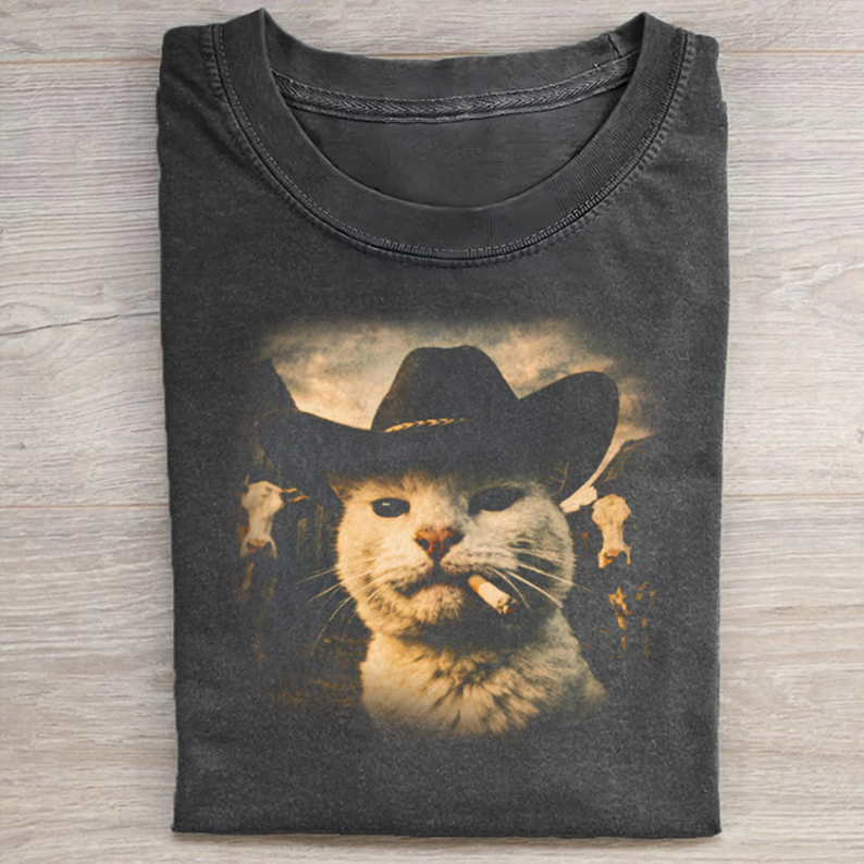 Funny Cowboy Cat T-shirt