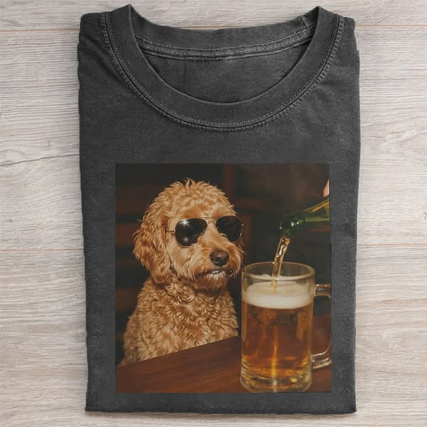Funny Goldendoodle Drinking Beer T-shirt