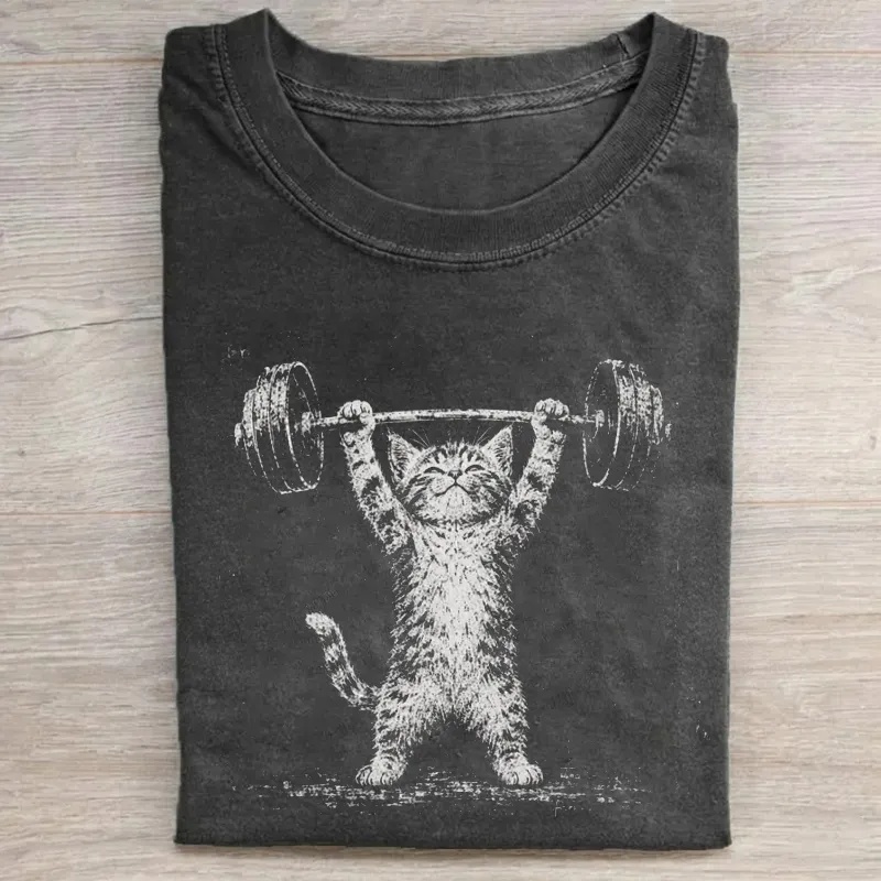 Funny Gym Cat T-shirt