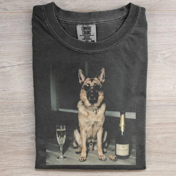 German Shepherd Drinking Champagne T-shirt
