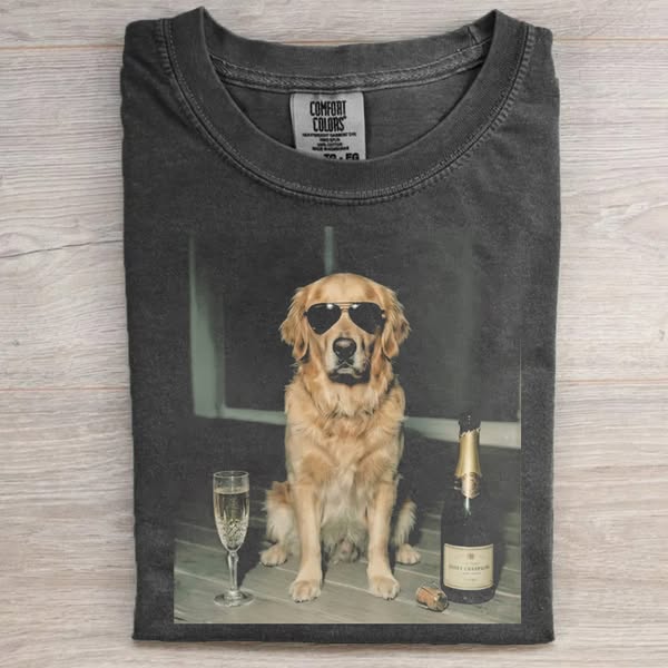 Golden Retriever Drinking Champagne T-shirt