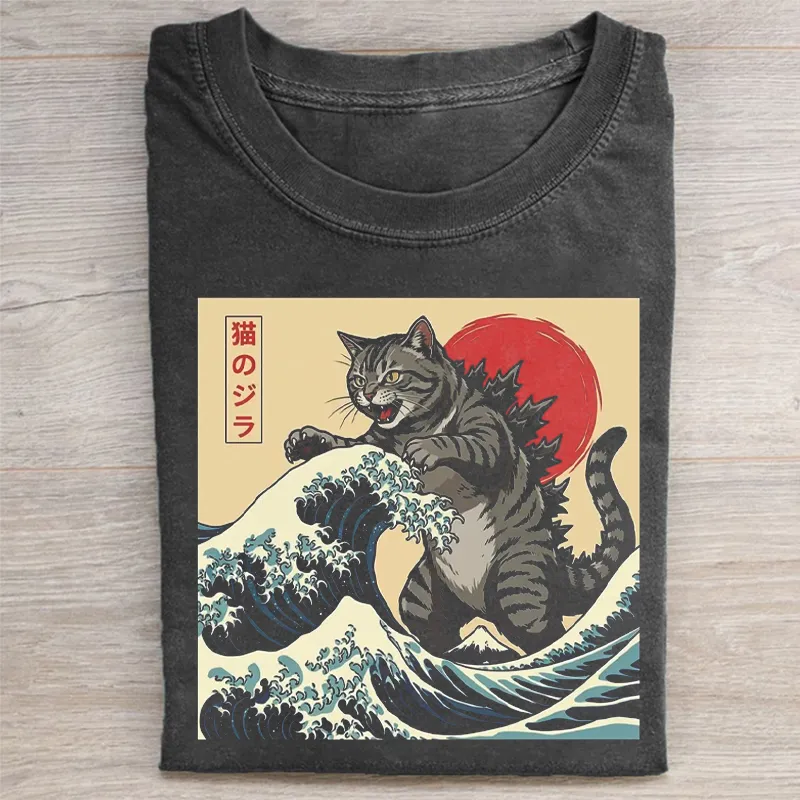 Japanese Cat Kaiju T-shirt