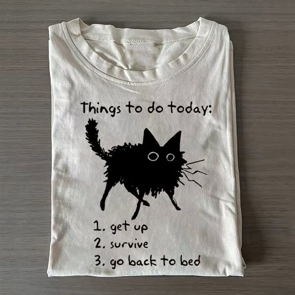 Lazy Cat Survive Day Funny Meme T-shirt