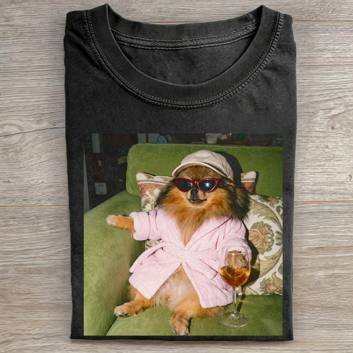 QUIRKY DOG DRINKING FUNNY MEME T-SHIRT