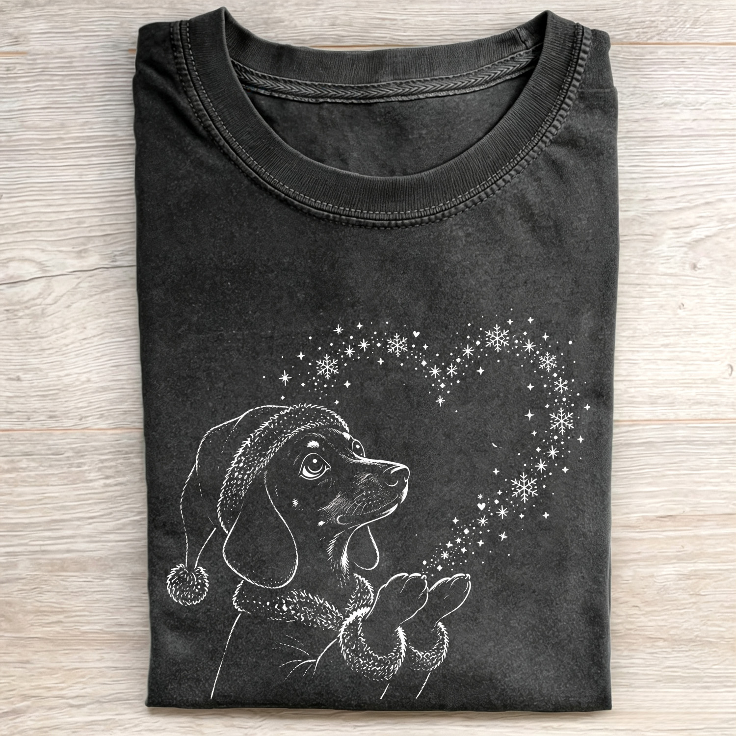 RETRO SANTA HAT DACHSHUND T-SHIRT