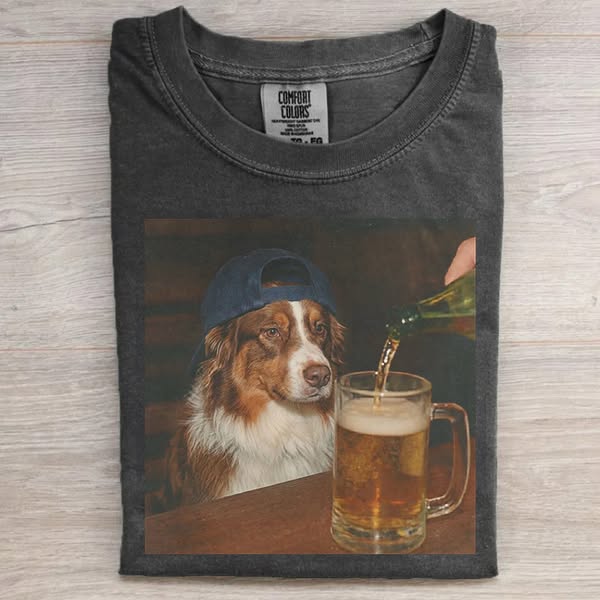Silly Australian Shepherd Drinking Beer T-shirt
