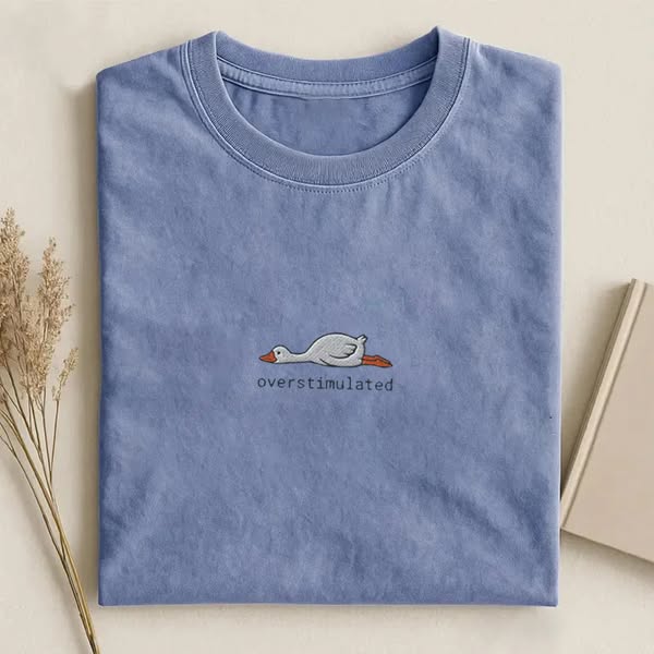 Silly Goose Overstimulated Embroidered T-shirt