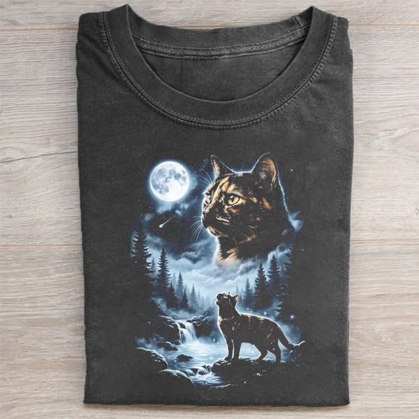 Tortoiseshell Cat Howling to the Moon T-shirt