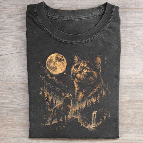Tortoiseshell Cat Moon Graphic T-shirt