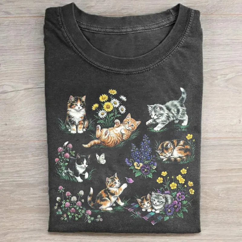 Vintage 90s Cottagecore Cat T-Shirt