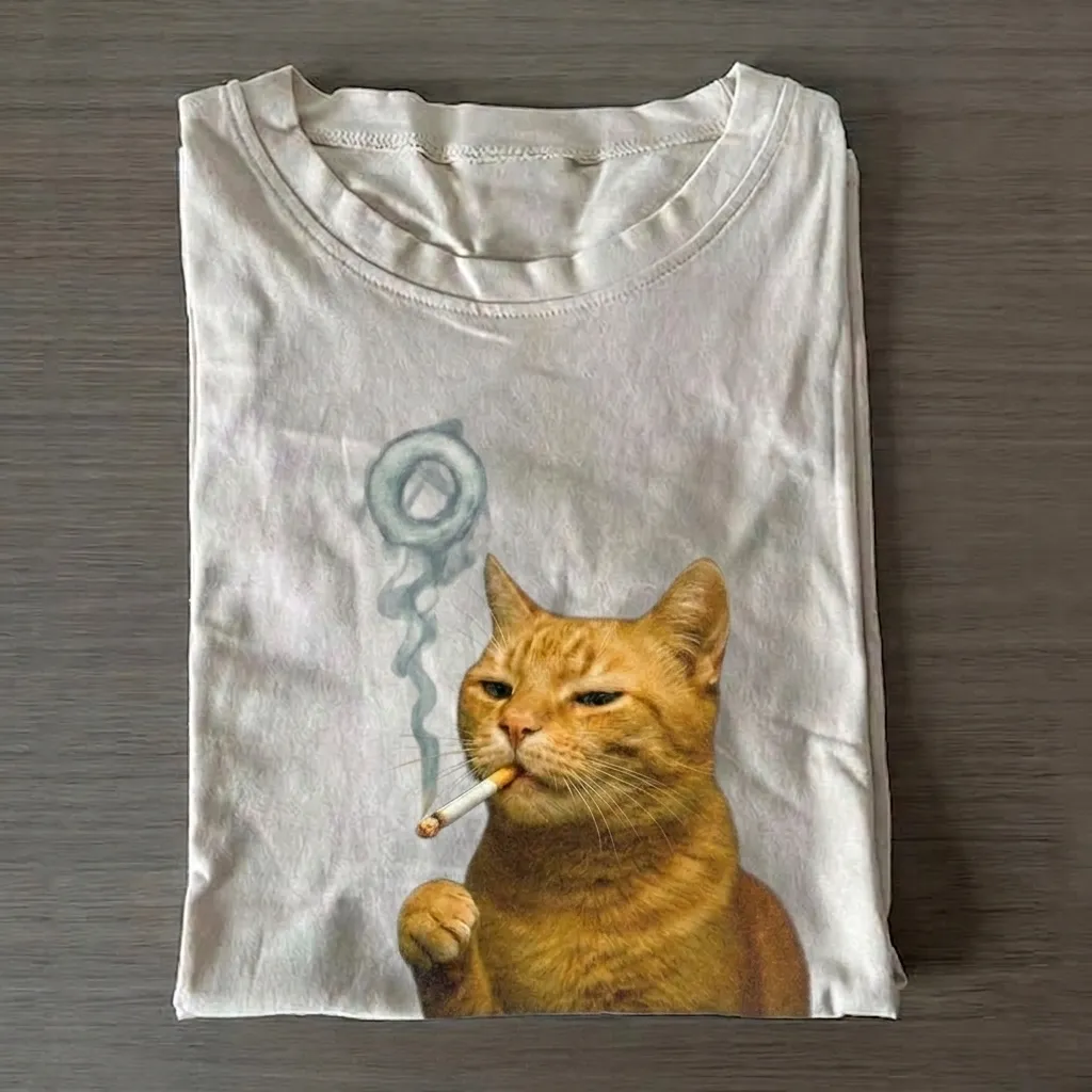 Vintage Smoking Cat T-shirt