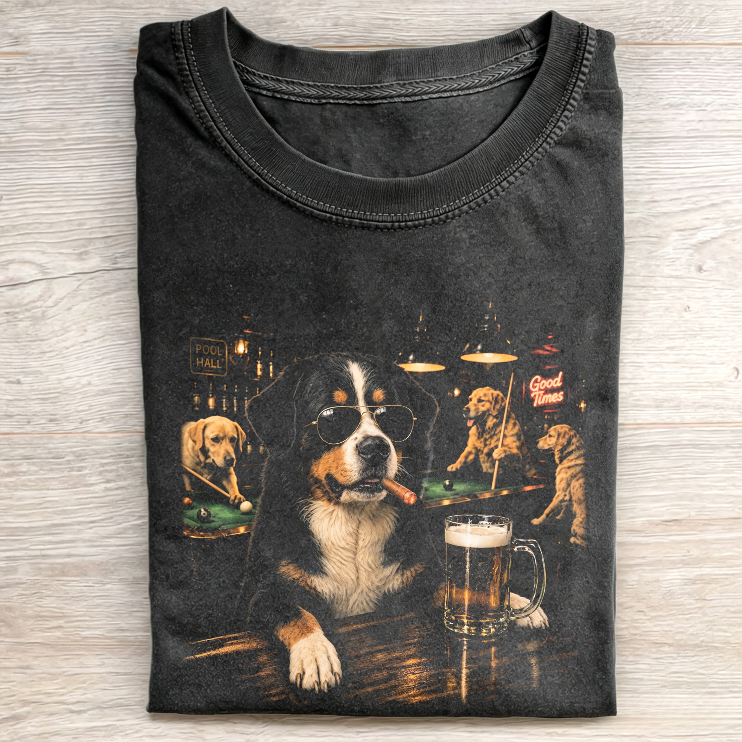 WACKY BERNESE MOUNTAIN DOG DRINKING BEER T-SHIRT