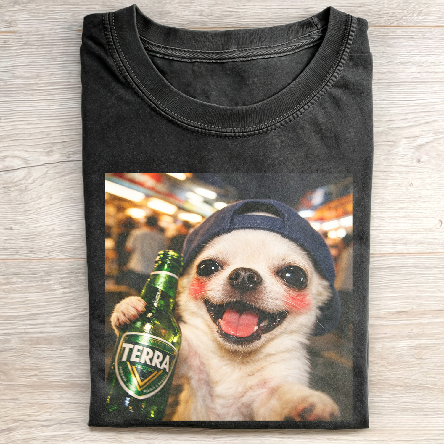 WACKY CHIHUAHUA DOG DRINKING BEER T-SHIRT
