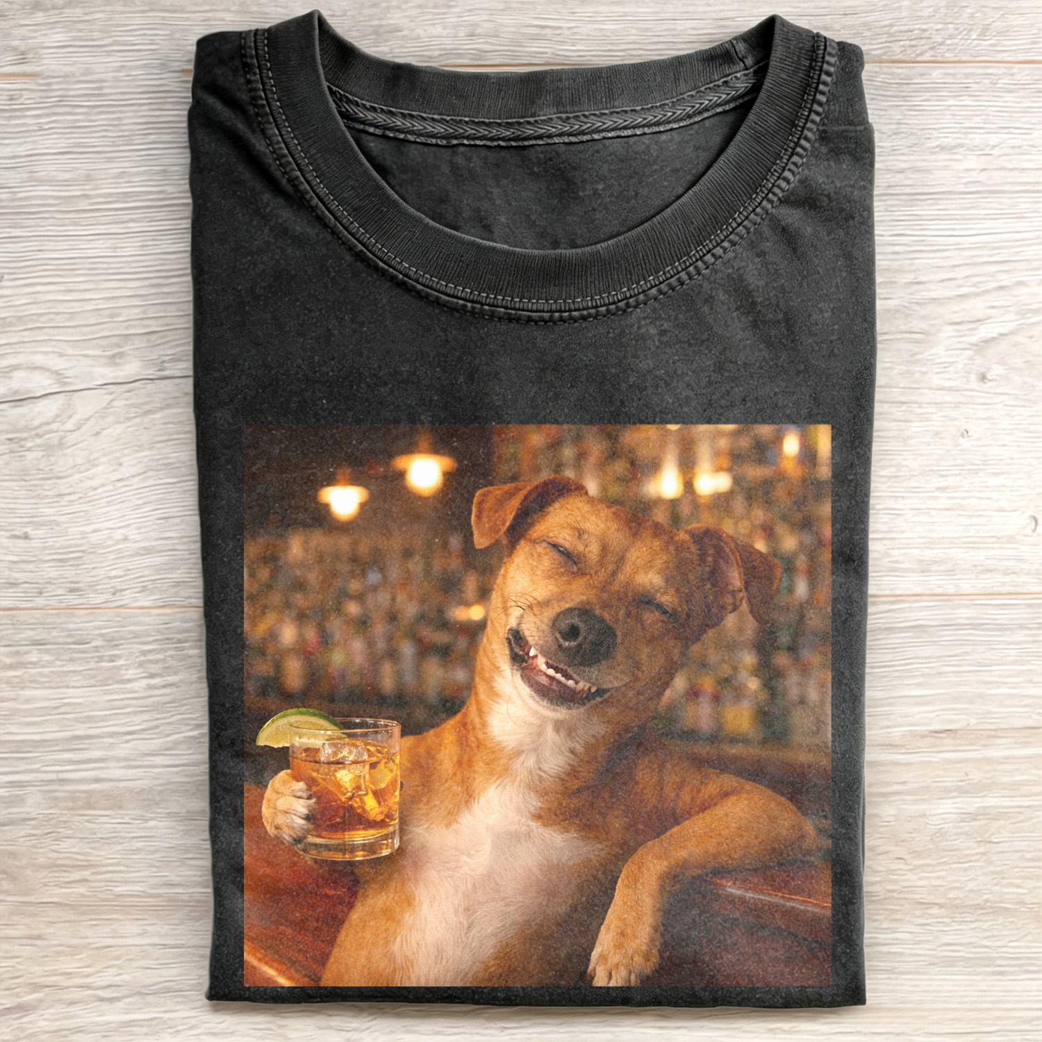 WACKY JACK RUSSELL TERRIER DRINKING T-SHIRT