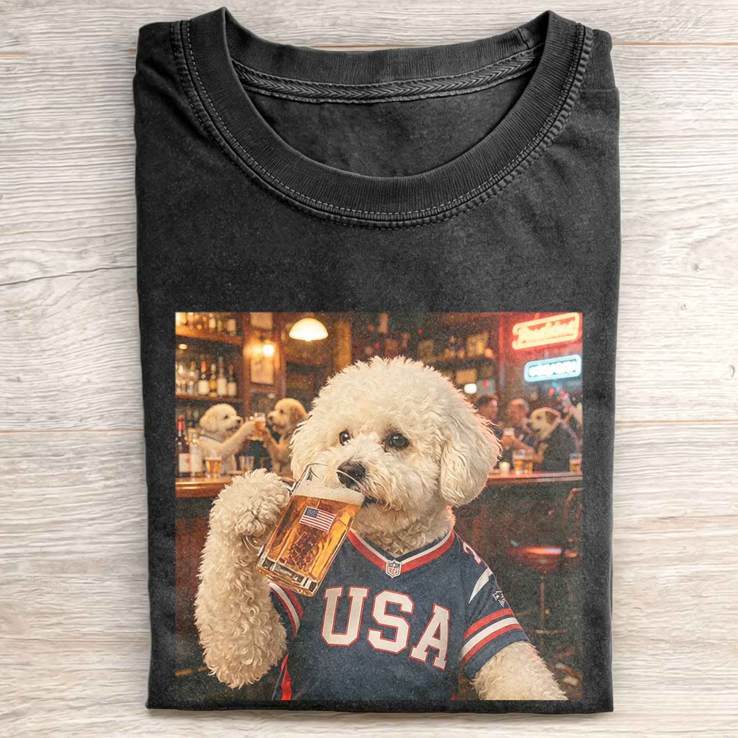 WACKY POMERANIAN DRINKING BEER FUNNY MEME T-SHIRT