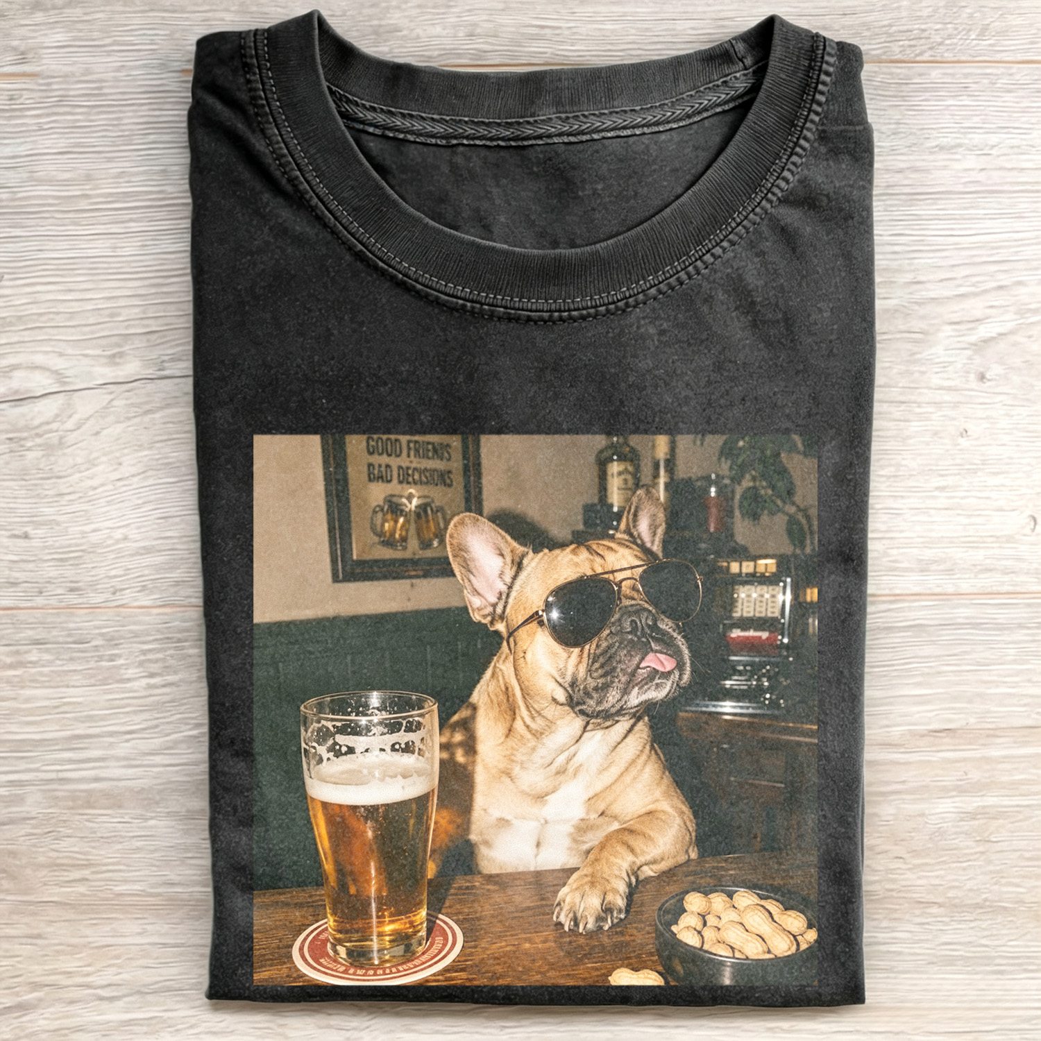 WACKY PUGDOG DRINKING FUNNY T-SHIRT