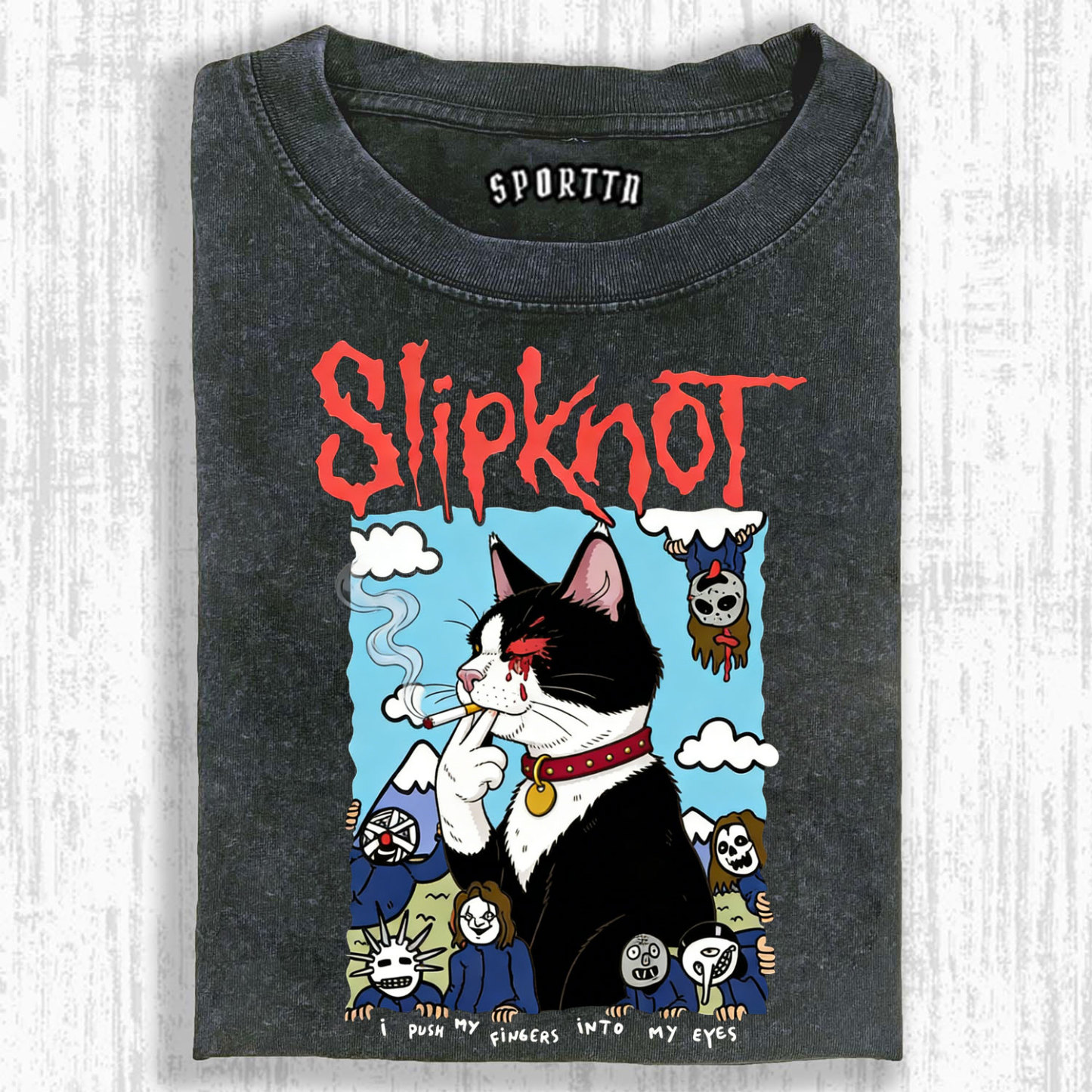 SPORTN.STORE Slipknot Funny Smoking Cat T-shirt