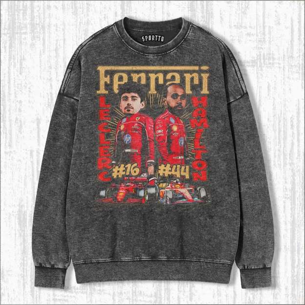 CHARLES LECLERC & LEWIS HAMILTON TEE-LASPORTN