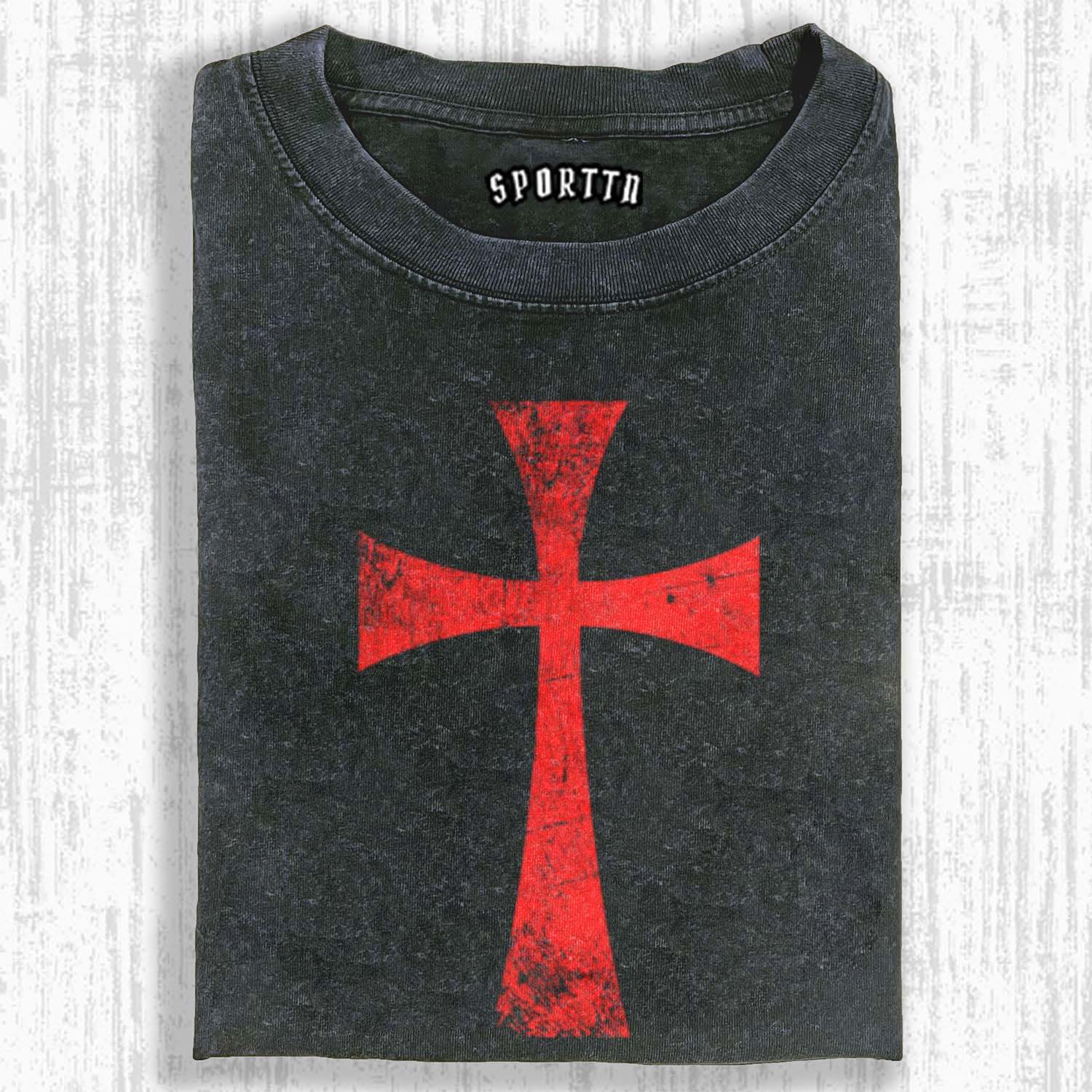 KNIGHTS TEMPLAR CROSS VINTAGE T-SHIRT-LASPORTN
