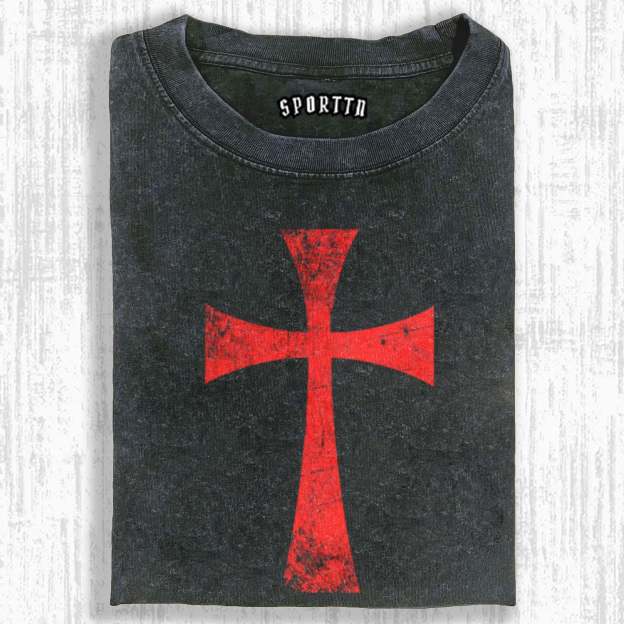 KNIGHTS TEMPLAR CROSS VINTAGE T-SHIRT-LASPORTN