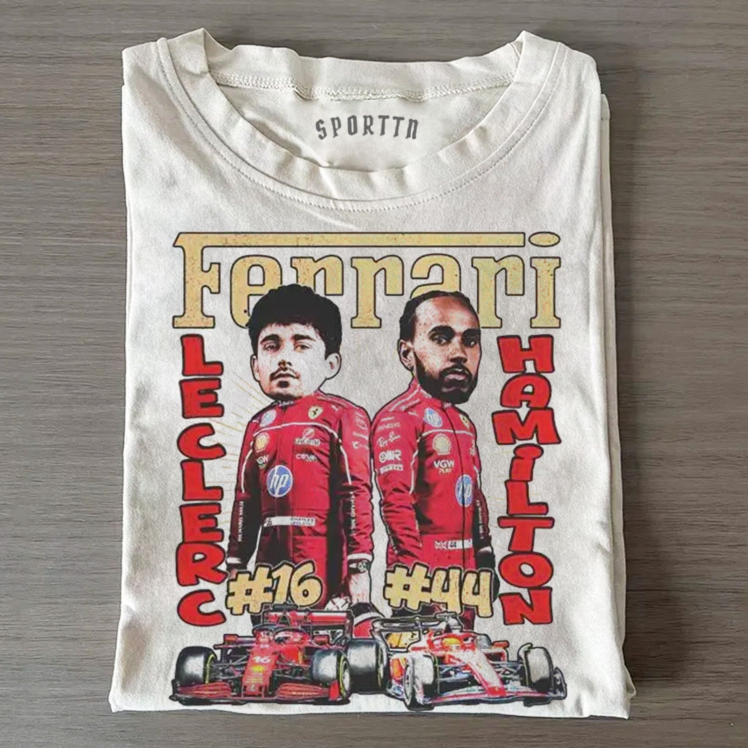 CHARLES LECLERC & LEWIS HAMILTON TEE-LASPORTN