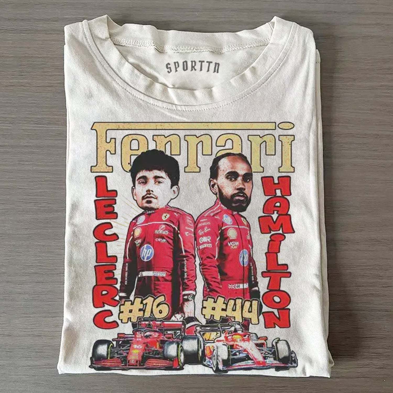CHARLES LECLERC & LEWIS HAMILTON TEE-LASPORTN
