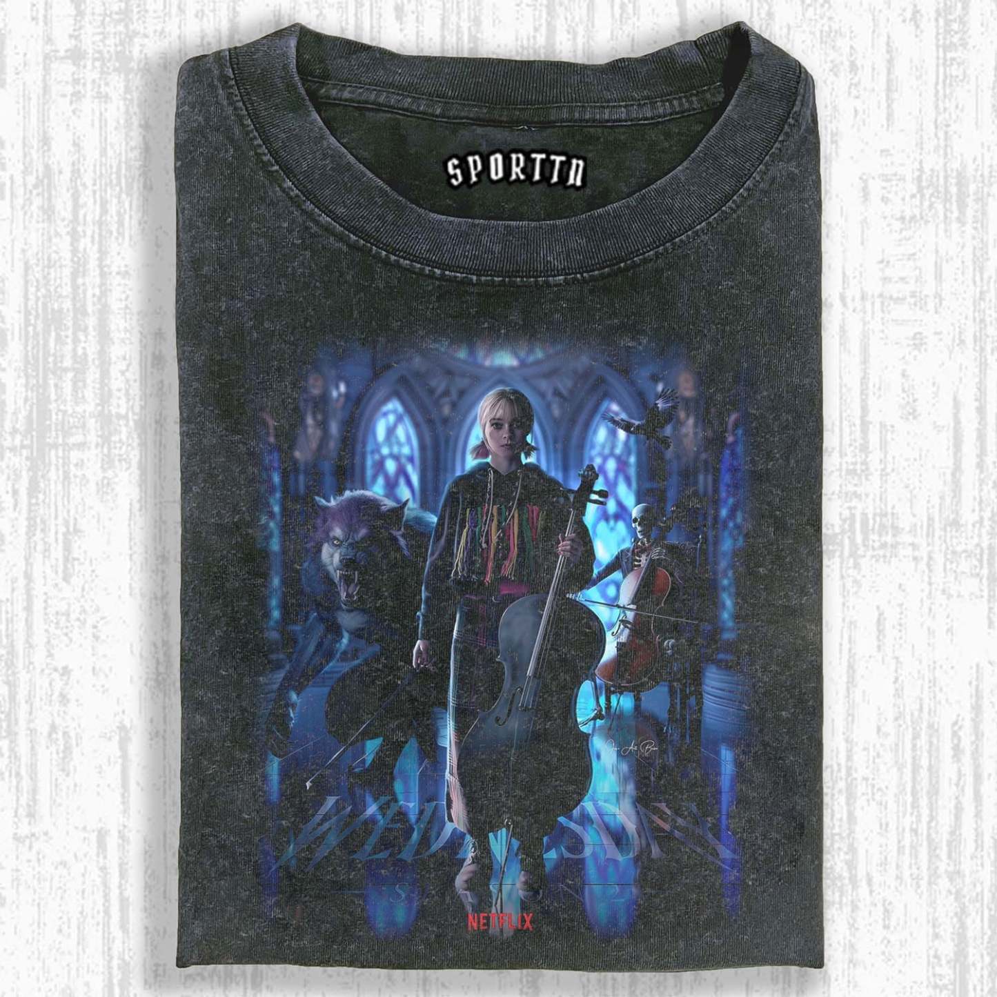 WEDNESDAY S2 ENID SINCLAIR THEMED T-SHIRT-LASPORTN