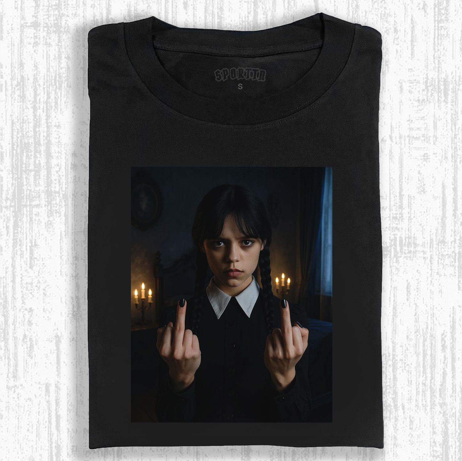 WEDNESDAY S2 ADDAMS THEMED T-SHIRT-LASPORTN