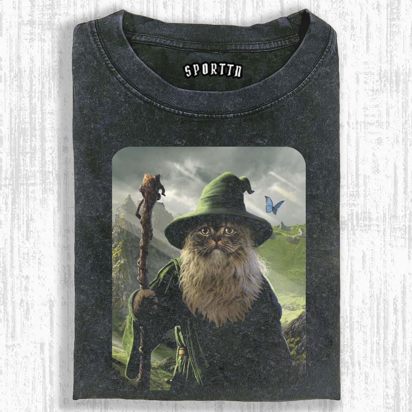 FANTASY WIZARD CAT THEMED T-SHIRT-LASPORTN