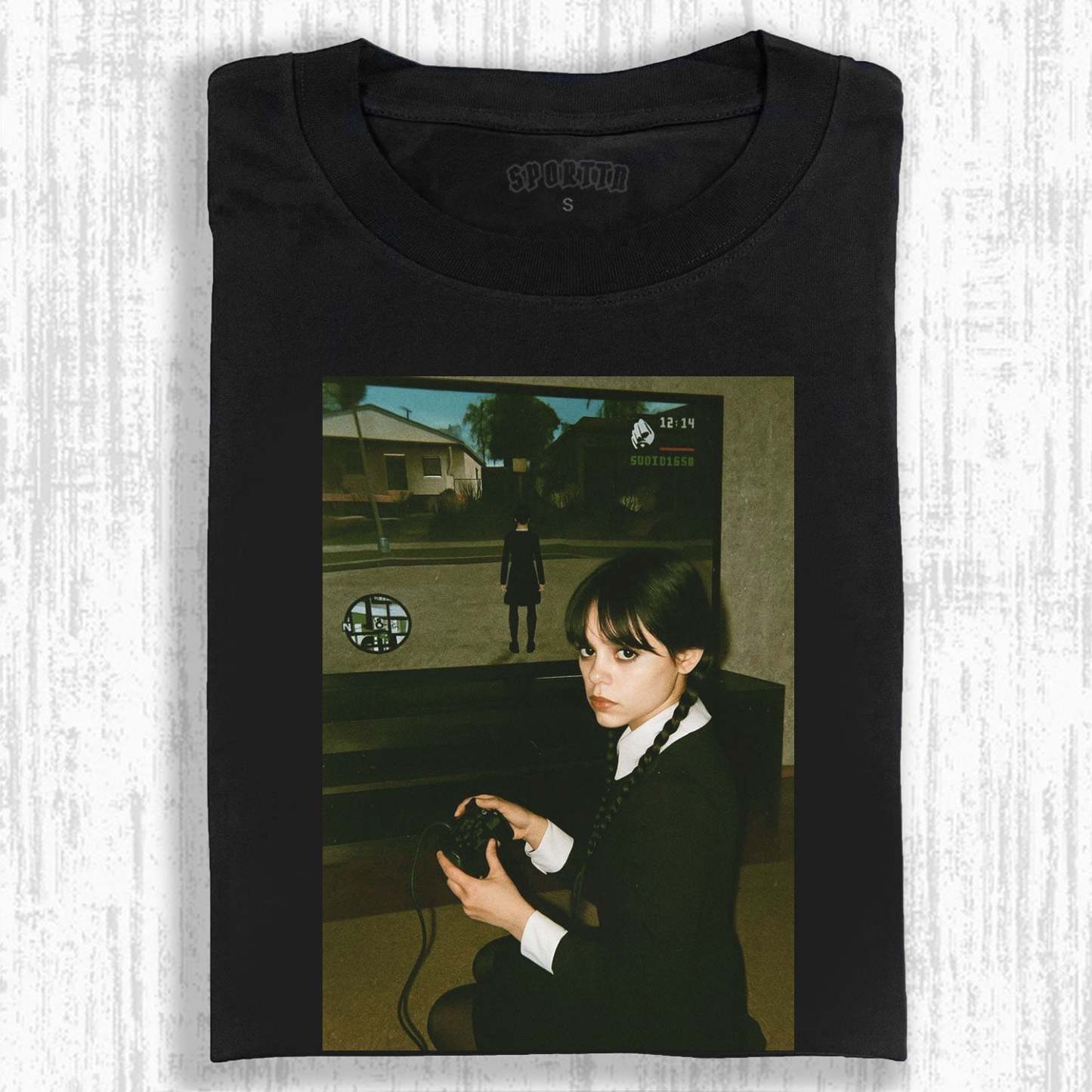 WEDNESDAY S2 GAME - THEMED VINTAGE T-SHIRT-LASPORTN
