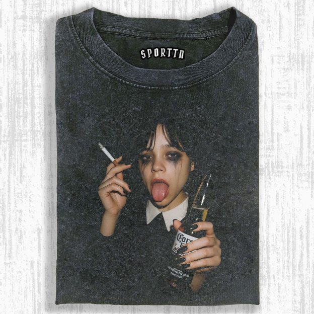 WEDNESDAY S2 ADDAMS THEMED T-SHIRT-LASPORTN