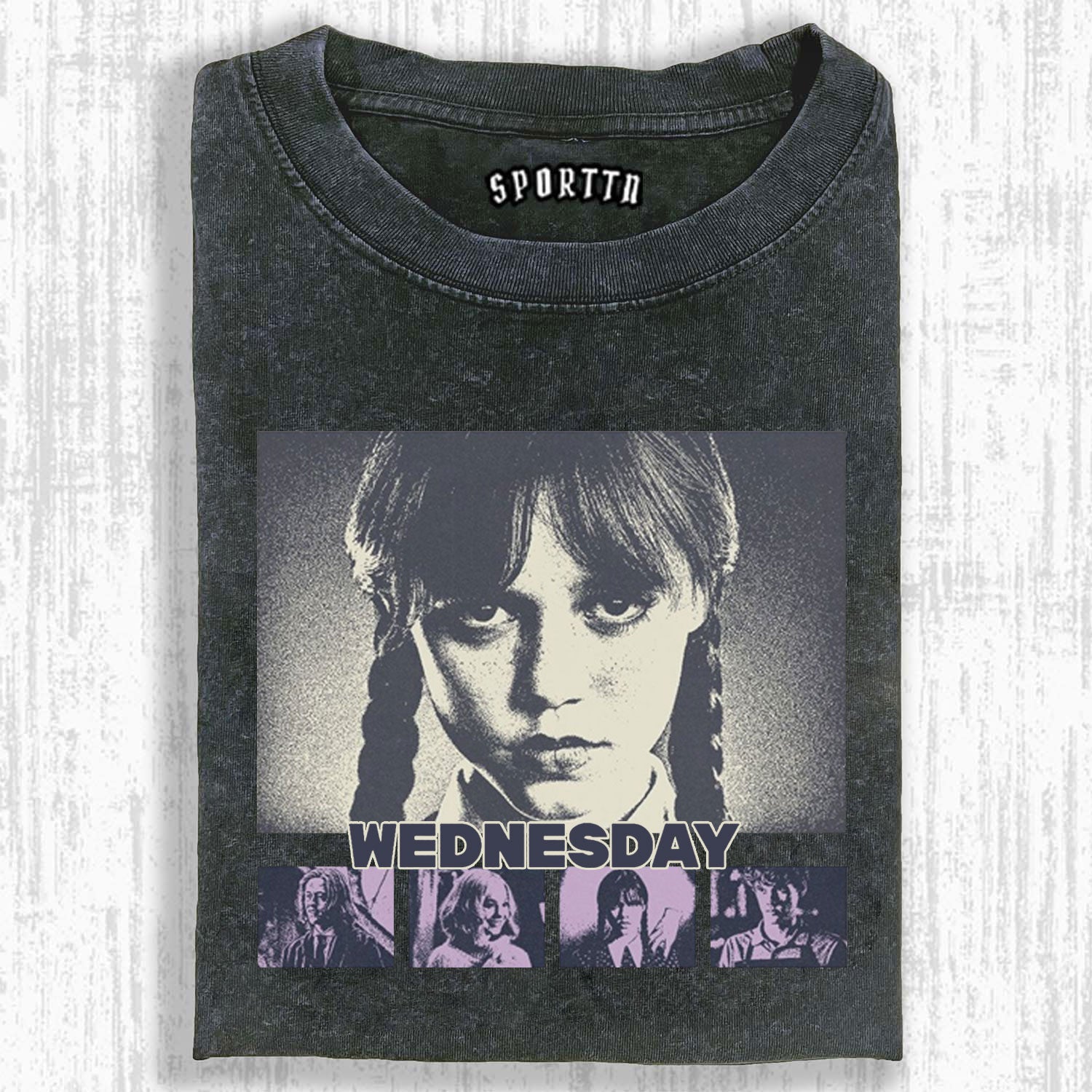 "WEDNESDAY S2 ADDAMS" THEMED V12 T-SHIRT-LASPORTN