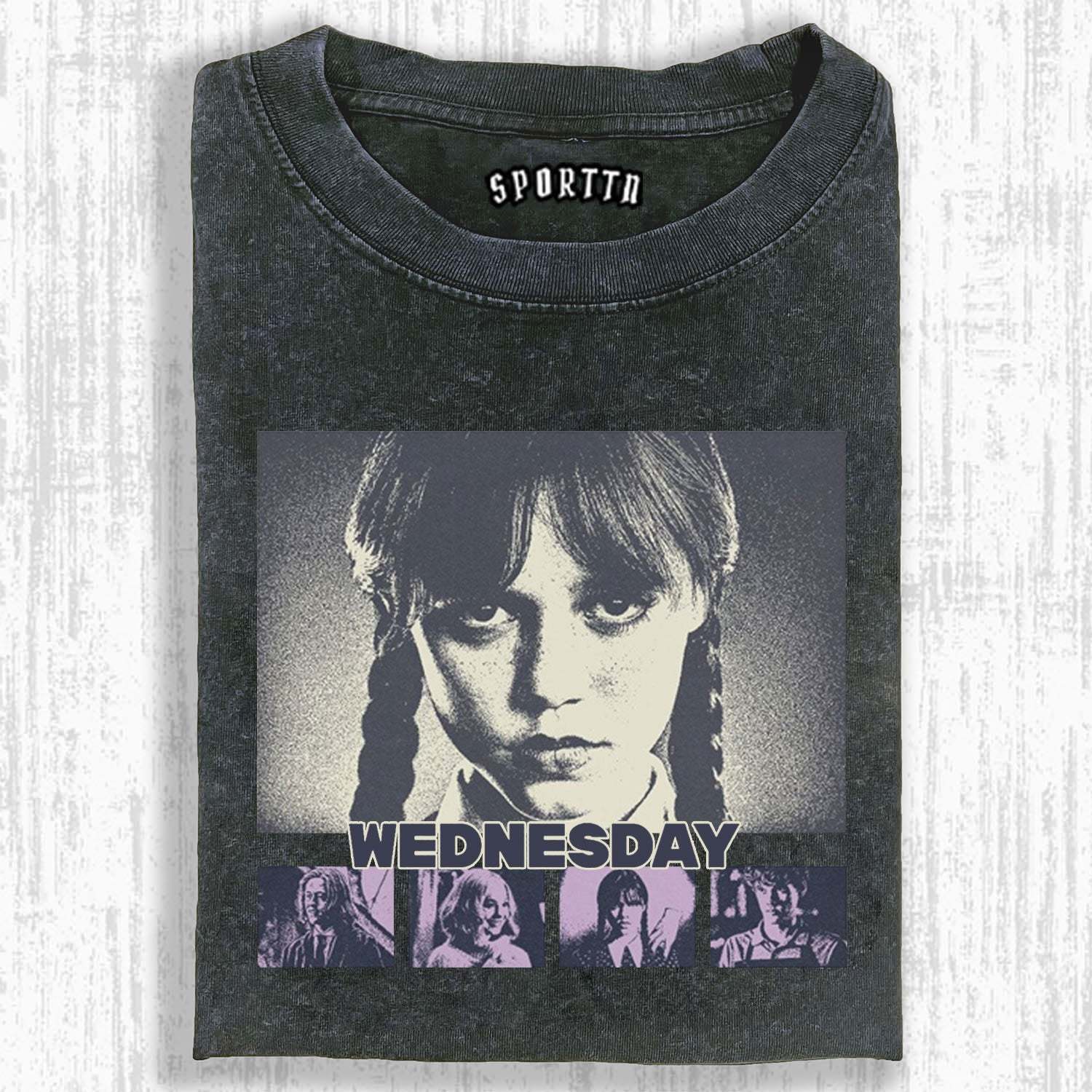"WEDNESDAY S2 ADDAMS" THEMED V12 T-SHIRT-LASPORTN