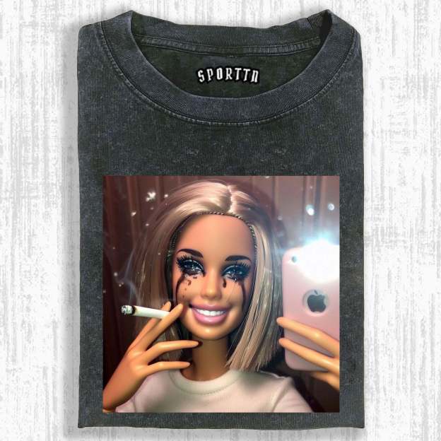 CONTRAST BARBIE! SMOKY TEARS & SMOKING SELFIE TEE-LASPORTN